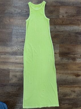 aerie Neon Green Ribbed Tank Maxi Dress